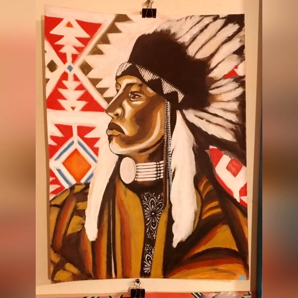 Native American Portrait Art Painting *Native Made